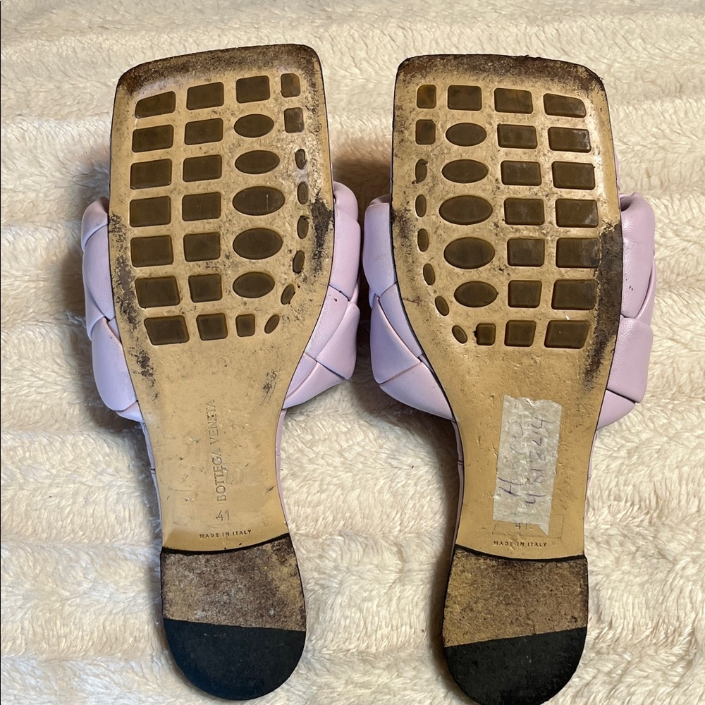 Bottega Veneta Lilac Braided Slide Sandals - Picture 10 of 12